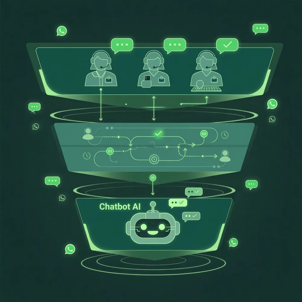 Camadas de atendimento: IA, fila inteligente e agentes humanos