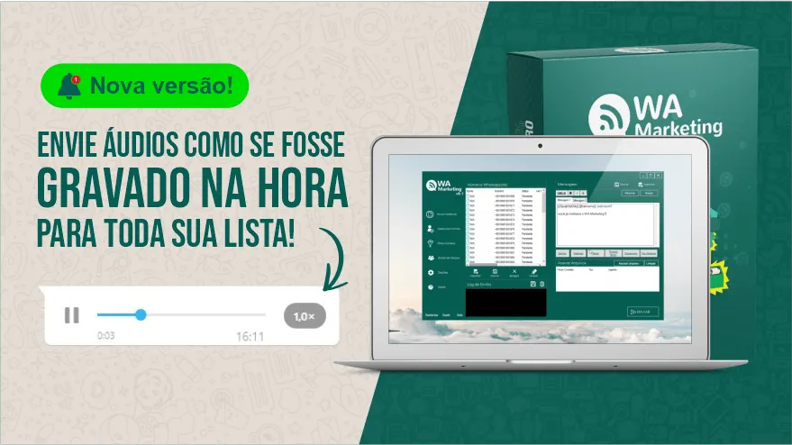 Envio de áudio massivo no WhatsApp com WA Marketing